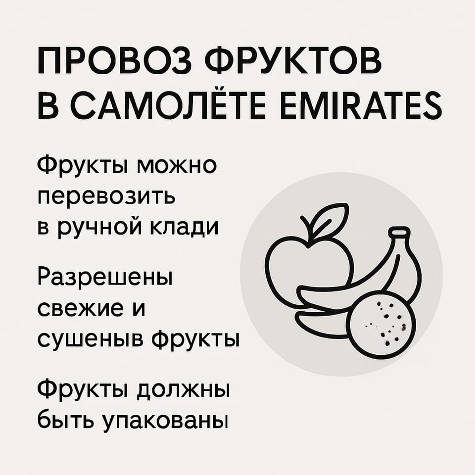 Как провозить фрукты в самолёте Emirates с пересадкой в Дубае?